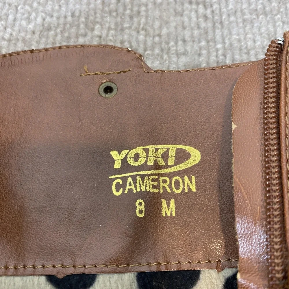 Yoki Cameron Boots Womens Size 8 Brown Faux Leather Mid Calf Cone Heel Buckle - Picture 5 of 11